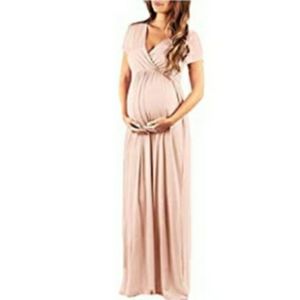 Pink Maternity Maxi Dress